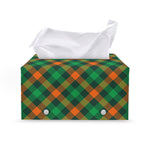 Irish Saint Patrick's Day Plaid Print Leather Tissue Box Cover