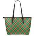 Irish Saint Patrick's Day Plaid Print Leather Tote Bag With Zipper