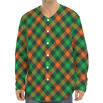 Irish Saint Patrick's Day Plaid Print Long Sleeve Baseball Jersey