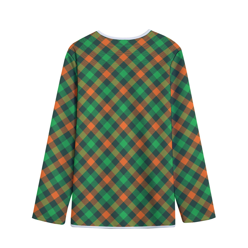 Irish Saint Patrick's Day Plaid Print Long Sleeve Short Coat
