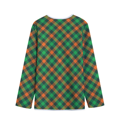 Irish Saint Patrick's Day Plaid Print Long Sleeve Short Coat