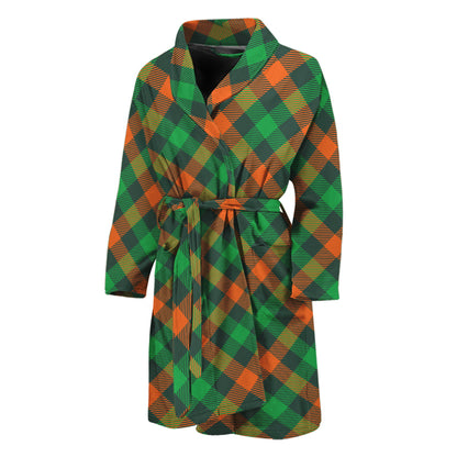 Irish Saint Patrick's Day Plaid Print Men's Bathrobe