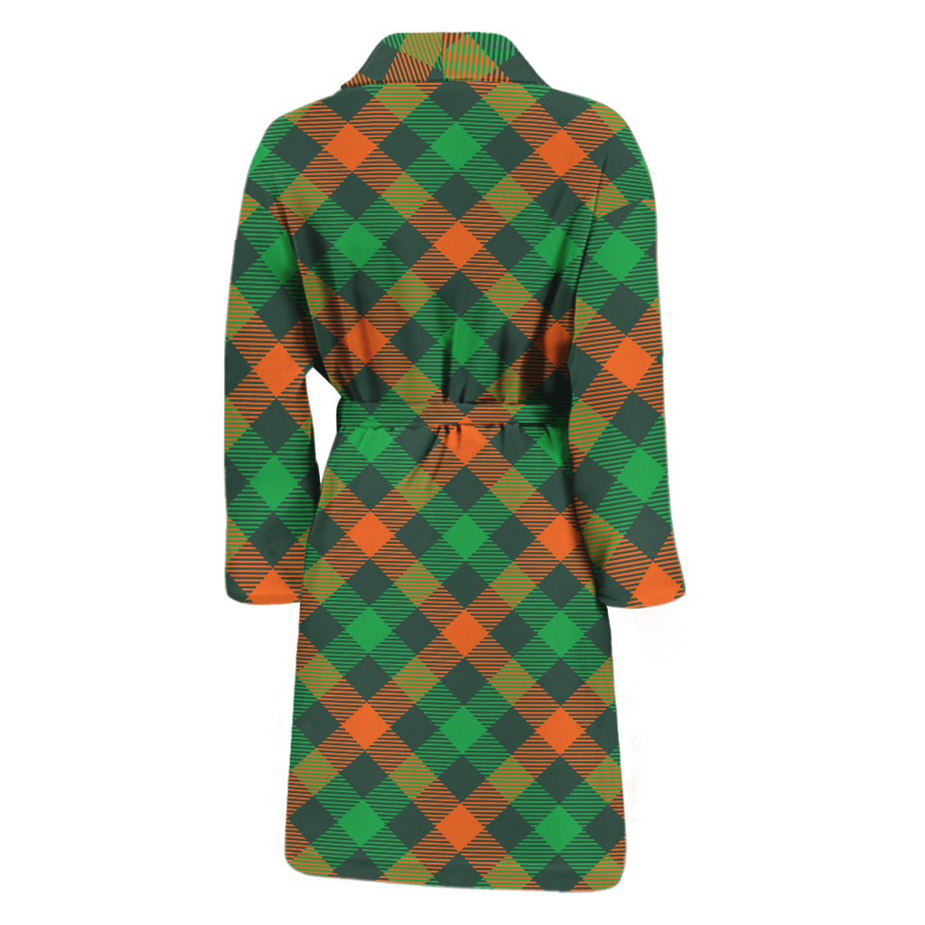 Irish Saint Patrick's Day Plaid Print Men's Bathrobe