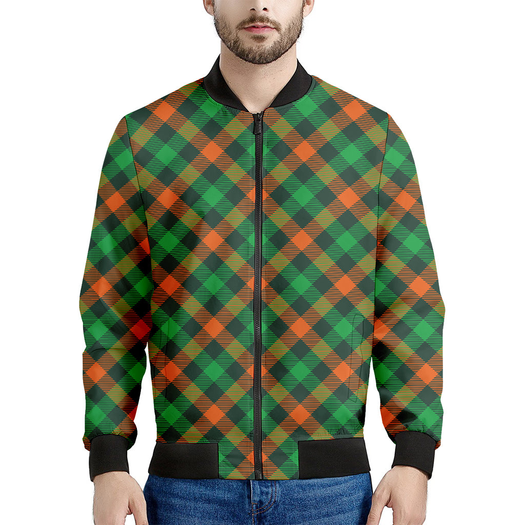 Irish Saint Patrick's Day Plaid Print Men's Bomber Jacket