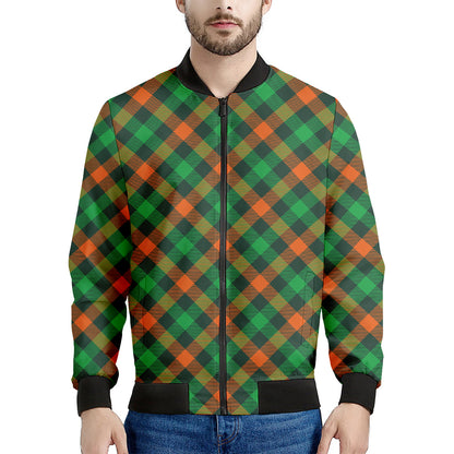 Irish Saint Patrick's Day Plaid Print Men's Bomber Jacket