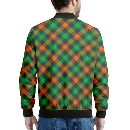 Irish Saint Patrick's Day Plaid Print Men's Bomber Jacket