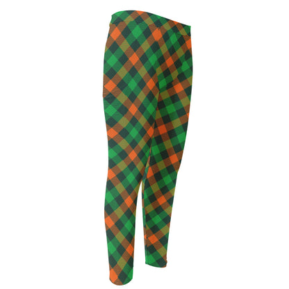 Irish Saint Patrick's Day Plaid Print Men's Compression Pants
