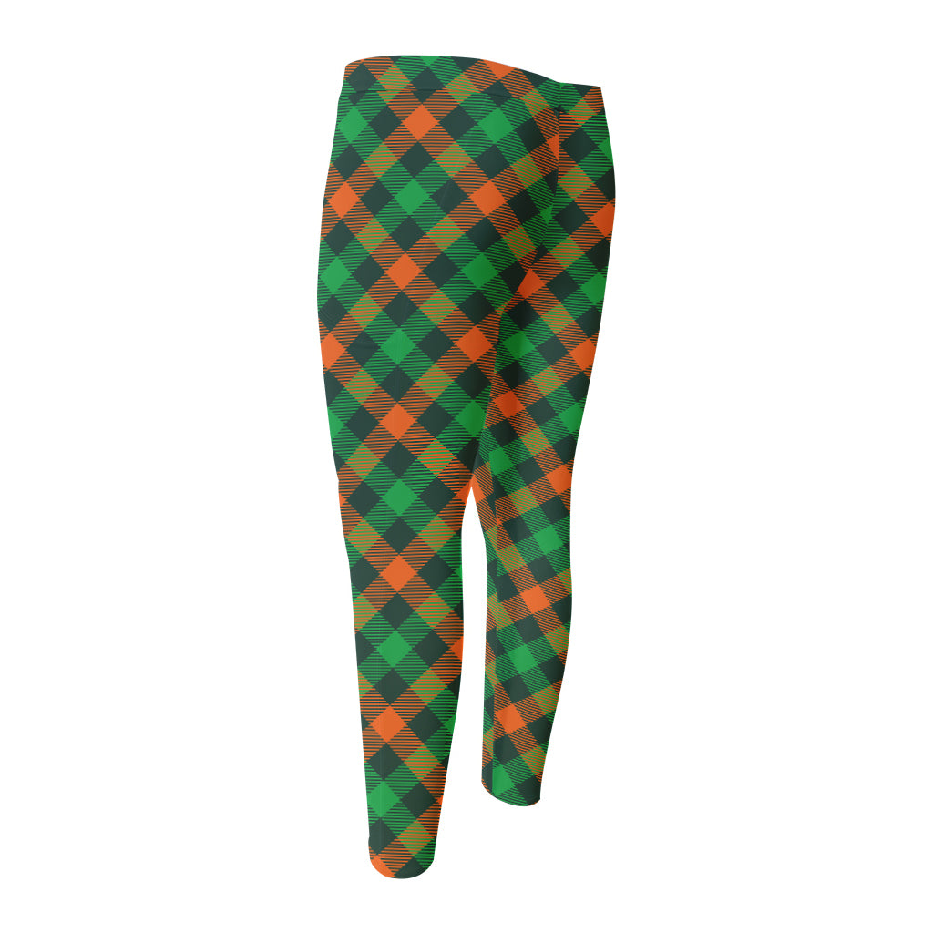 Irish Saint Patrick's Day Plaid Print Men's Compression Pants