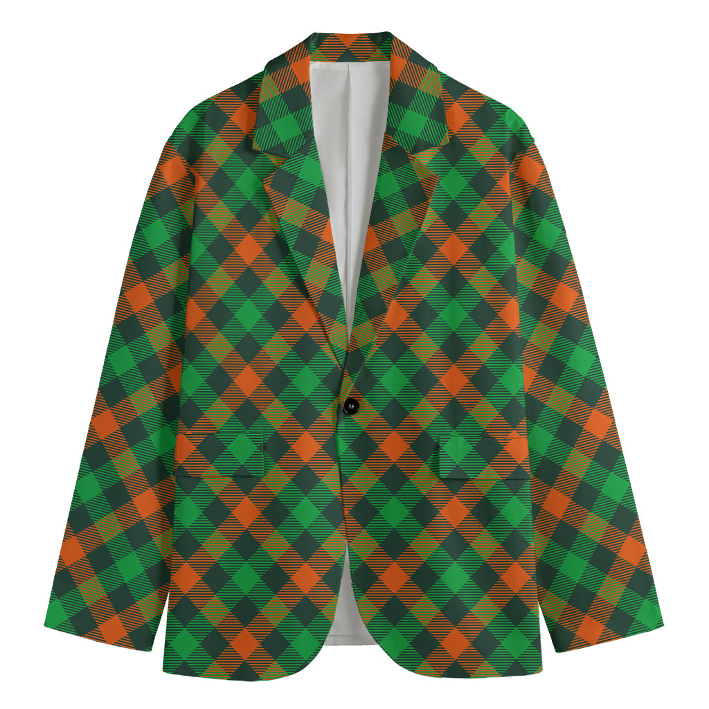 Irish Saint Patrick's Day Plaid Print Men's Cotton Blazer