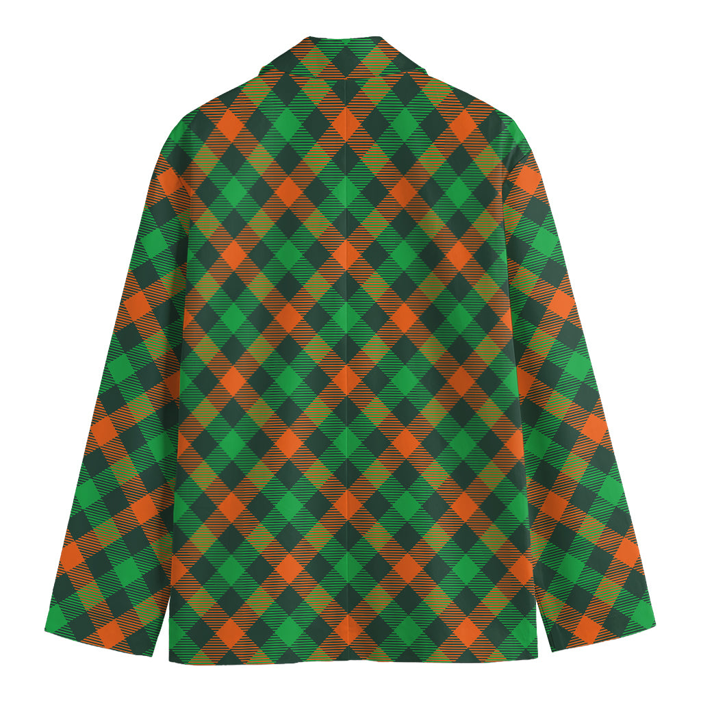 Irish Saint Patrick's Day Plaid Print Men's Cotton Blazer