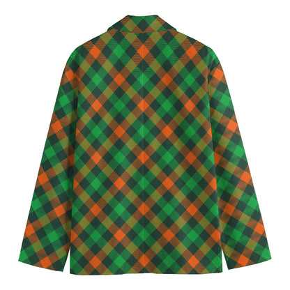 Irish Saint Patrick's Day Plaid Print Men's Cotton Blazer