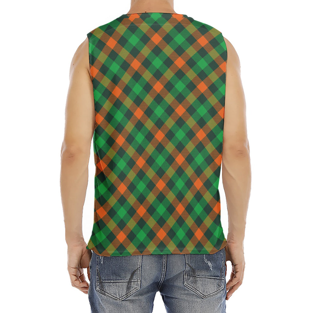 Irish Saint Patrick's Day Plaid Print Men's Fitness Tank Top