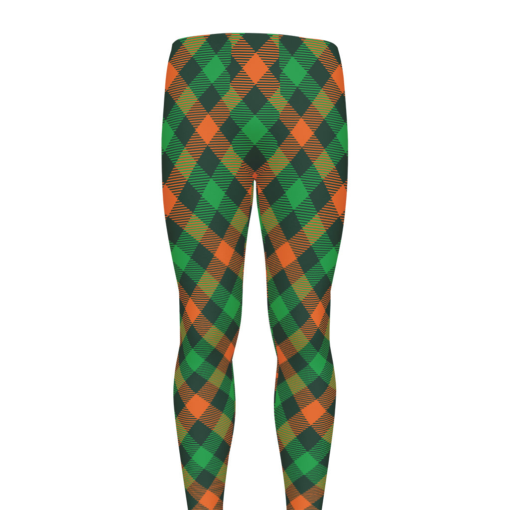 Irish Saint Patrick's Day Plaid Print Men's leggings