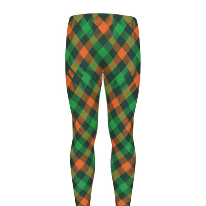 Irish Saint Patrick's Day Plaid Print Men's leggings