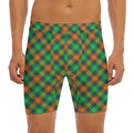 Irish Saint Patrick's Day Plaid Print Men's Long Boxer Briefs