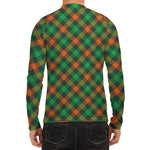 Irish Saint Patrick's Day Plaid Print Men's Long Sleeve Rash Guard