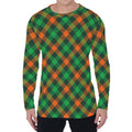 Irish Saint Patrick's Day Plaid Print Men's Long Sleeve T-Shirt