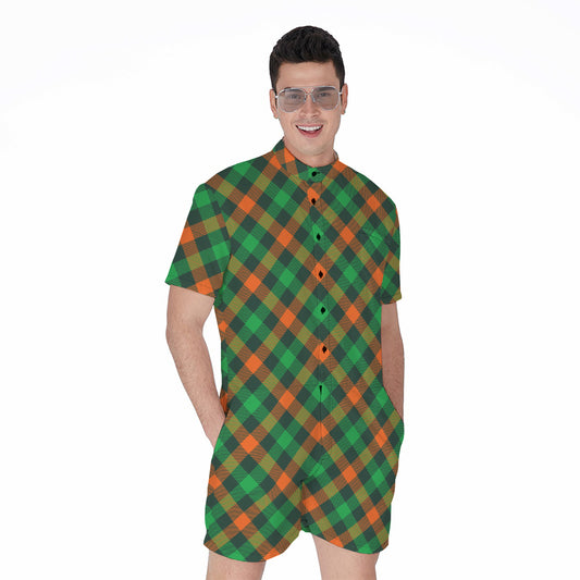 Irish Saint Patrick's Day Plaid Print Men's Rompers