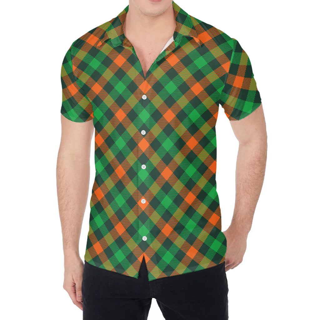 Irish Saint Patrick's Day Plaid Print Men's Shirt