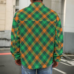 Irish Saint Patrick's Day Plaid Print Men's Shirt Jacket