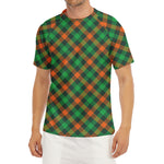 Irish Saint Patrick's Day Plaid Print Men's Short Sleeve Rash Guard