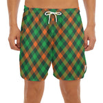 Irish Saint Patrick's Day Plaid Print Men's Split Running Shorts