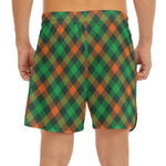 Irish Saint Patrick's Day Plaid Print Men's Split Running Shorts