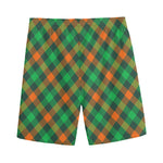 Irish Saint Patrick's Day Plaid Print Men's Sports Shorts