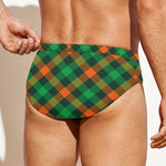 Irish Saint Patrick's Day Plaid Print Men's Swim Briefs