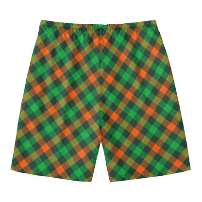 Irish Saint Patrick's Day Plaid Print Men's Swim Trunks