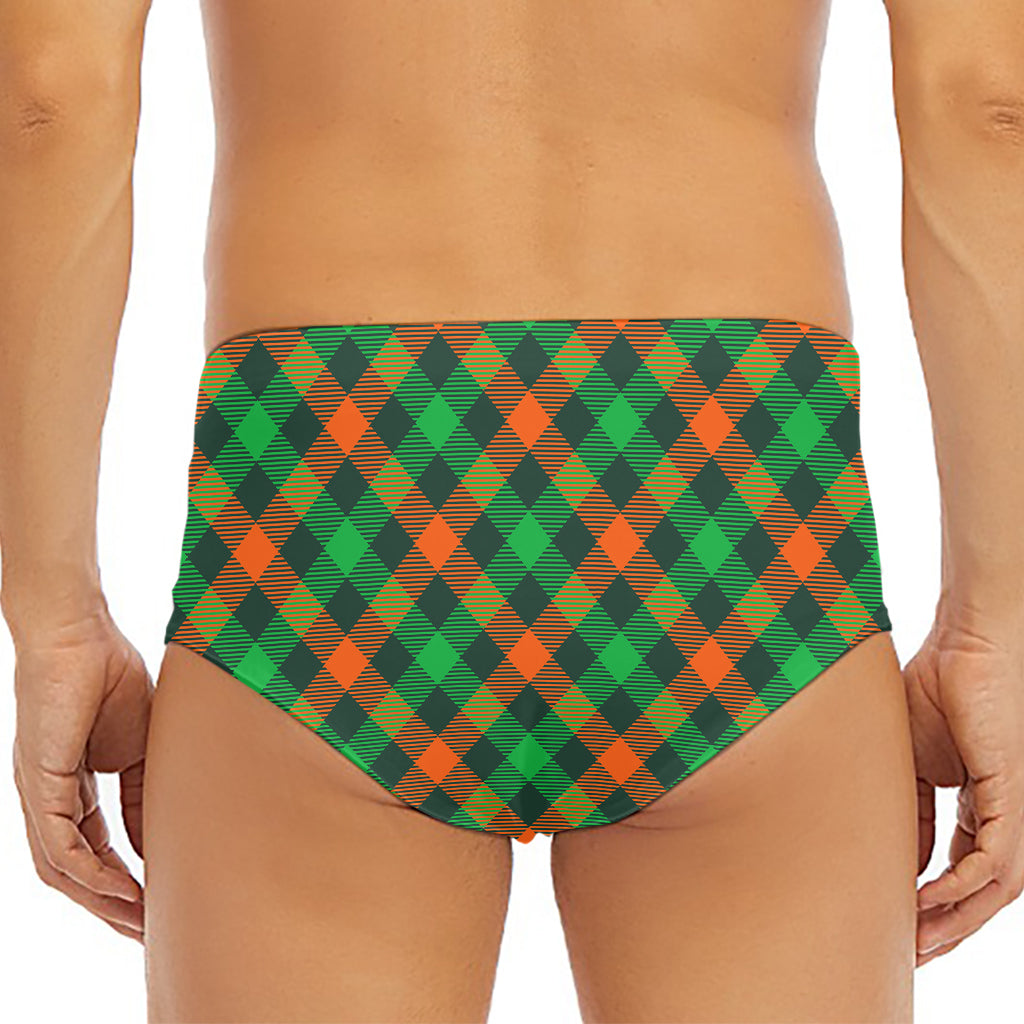 Irish Saint Patrick's Day Plaid Print Men's Triangle Swim Briefs