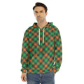 Irish Saint Patrick's Day Plaid Print Men's Velvet Pullover Hoodie