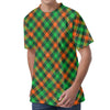 Irish Saint Patrick's Day Plaid Print Men's Velvet T-Shirt