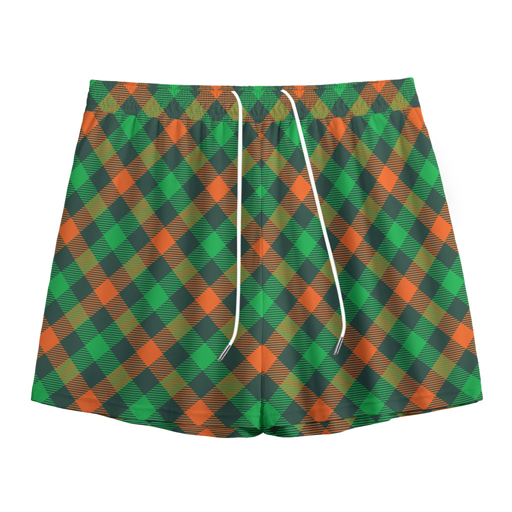 Irish Saint Patrick's Day Plaid Print Mesh Shorts