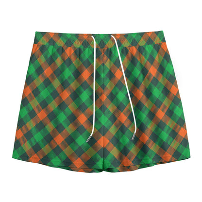 Irish Saint Patrick's Day Plaid Print Mesh Shorts