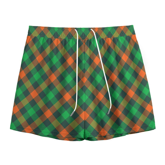 Irish Saint Patrick's Day Plaid Print Mesh Shorts