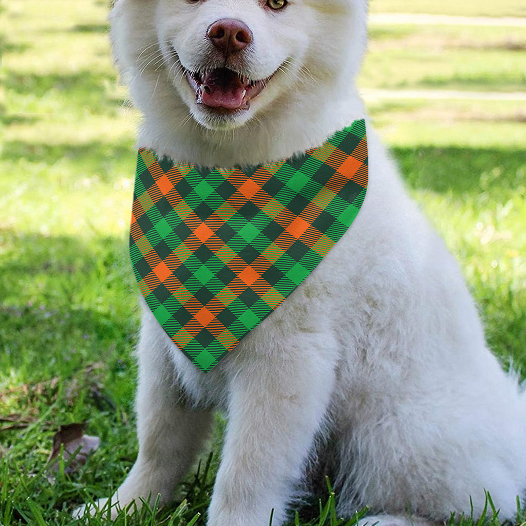 Irish Saint Patrick's Day Plaid Print Over The Collar Dog Bandana