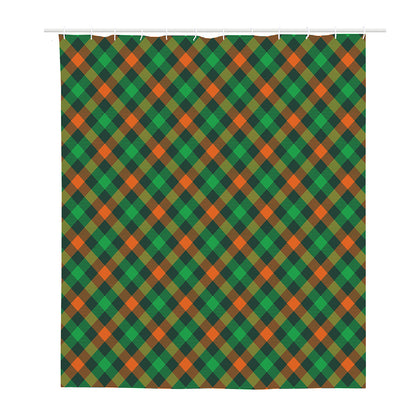 Irish Saint Patrick's Day Plaid Print Polyester Shower Curtain