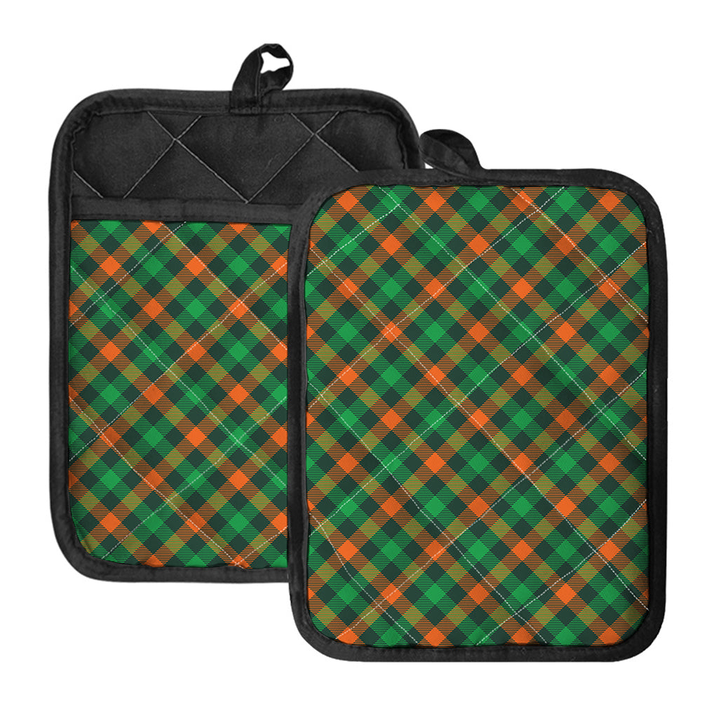 Irish Saint Patrick's Day Plaid Print Pot Holders With Pocket
