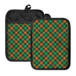 Irish Saint Patrick's Day Plaid Print Pot Holders With Pocket