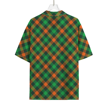 Irish Saint Patrick's Day Plaid Print Rayon Hawaiian Shirt