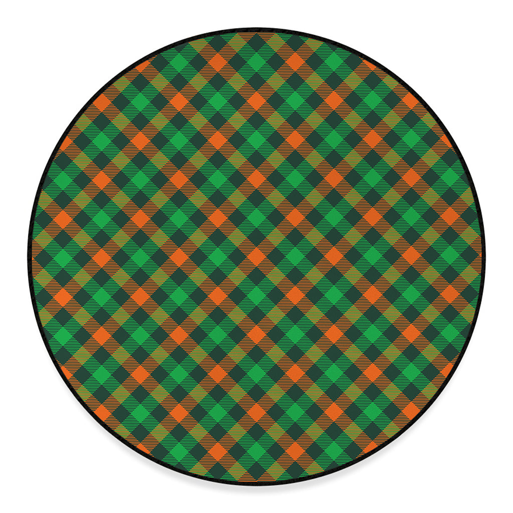 Irish Saint Patrick's Day Plaid Print Round Floor Mat