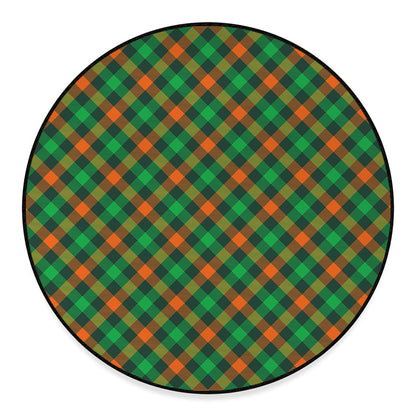Irish Saint Patrick's Day Plaid Print Round Floor Mat