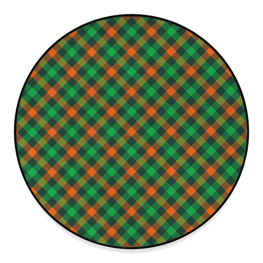 Irish Saint Patrick's Day Plaid Print Round Floor Mat