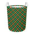 Irish Saint Patrick's Day Plaid Print Round Laundry Basket