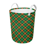 Irish Saint Patrick's Day Plaid Print Round Laundry Basket