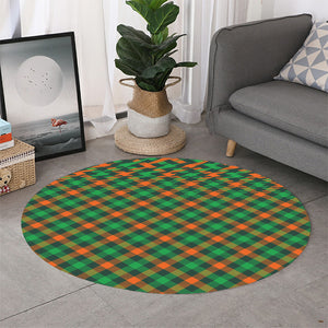 Irish Saint Patrick's Day Plaid Print Round Rug