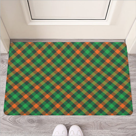 Irish Saint Patrick's Day Plaid Print Rubber Doormat