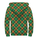 Irish Saint Patrick's Day Plaid Print Sherpa Lined Zip Up Hoodie