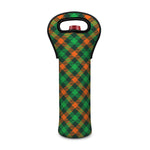 Irish Saint Patrick's Day Plaid Print Single Neoprene Wine Tote